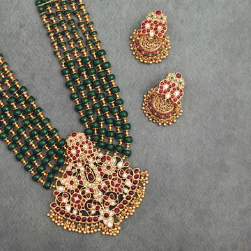 Bridal Green Beaded Kemp Rani Haaram