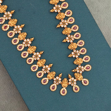 Kemp Lakshmi ensemble Ruby Haaram Set