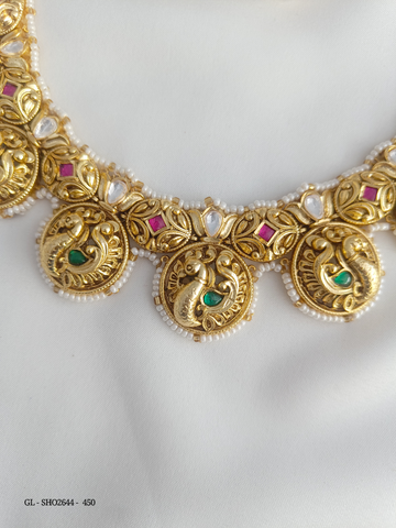 Polki Kundan Peacock necklace GL-SHO2644-450