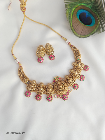 Jadau Kundan Nakshi Lakshmi necklace GL-SHO2645-453