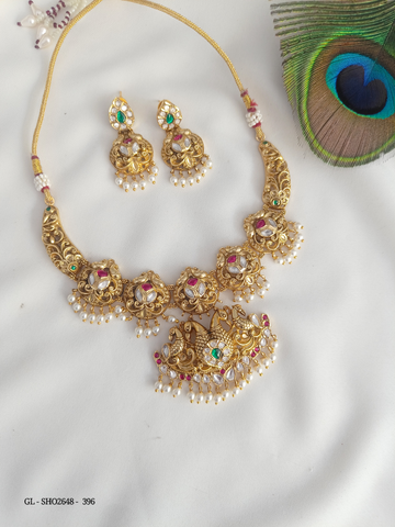 Polki Kundan peacock necklace GL-SHO2648-396