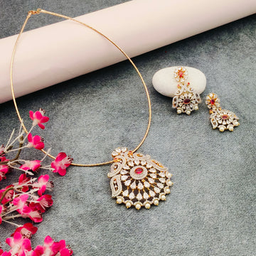 American diamond peacock Design Locket set