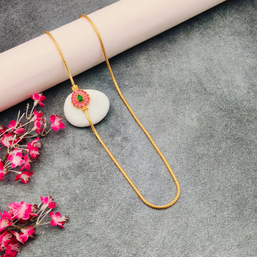 Gold Plated Ruby& Emerald stones Mogappu Chain