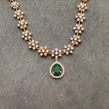 Gold plated Floral AD stone  necklace set