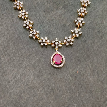 Gold plated Floral AD stone  necklace set