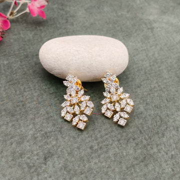 Gold plated Leaf Design Cz stone necklace set