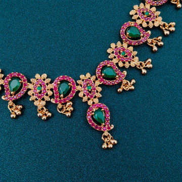 Mango style golden necklace - Ruby Green