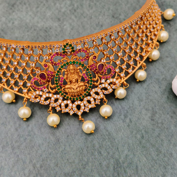 Choker necklace - Cz Ruby Temple design