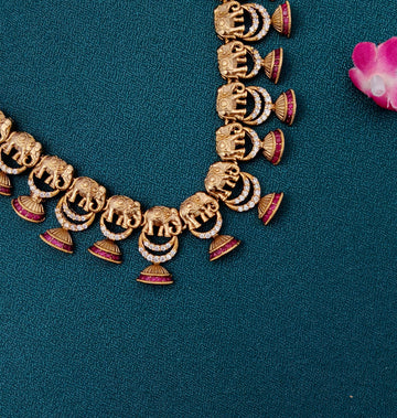 Antique Matt finish Elephant necklace