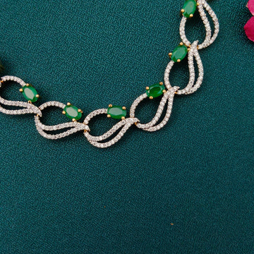 American Diamond leaf Necklace