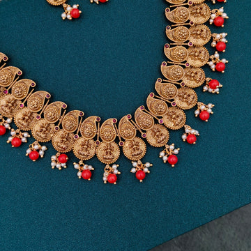 Antique Maanga Necklace - Coral Beads