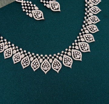 Silver polish American diamond necklace