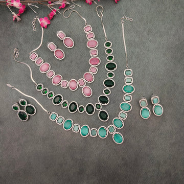 Silver finish Party wear Necklace Set