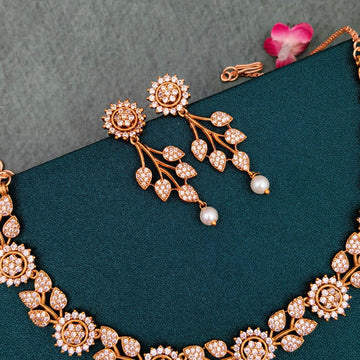American Diamond floral designer necklace Set