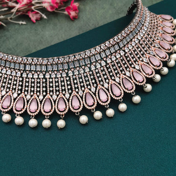 Rose gold finish Bridal Necklace Set