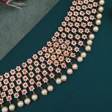 AD Stone Ruby Stone star shaped Necklace