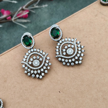 Cz Emerald Victorian American diamond necklace