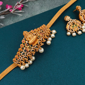 Golden hi neck choker temple necklace