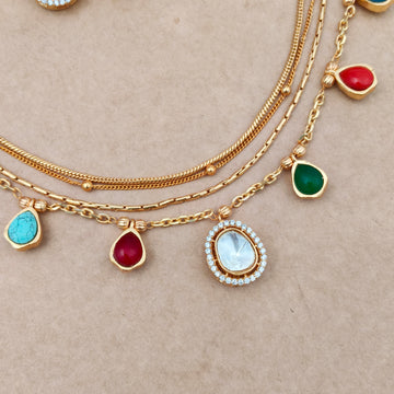Jadau Kundan Navaratna  necklace