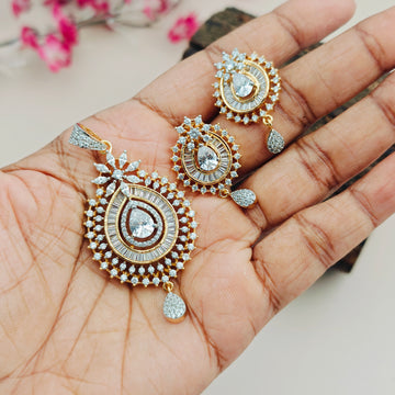 Cz Diamond Pendant Set
