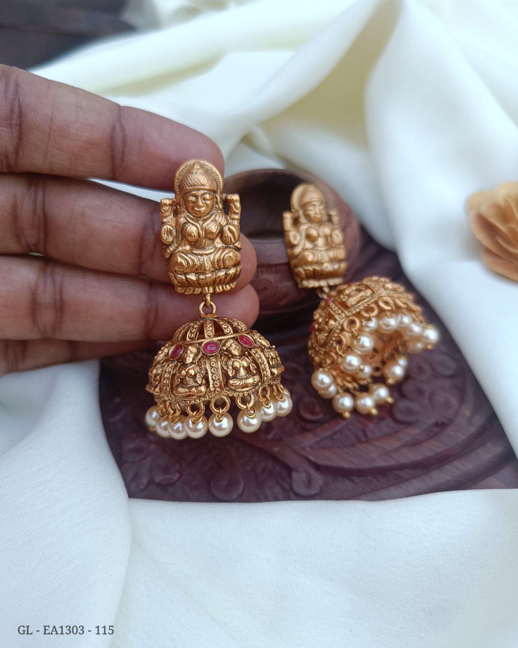 Imitation Temple Lakshmi Jhumka - South India Jewels