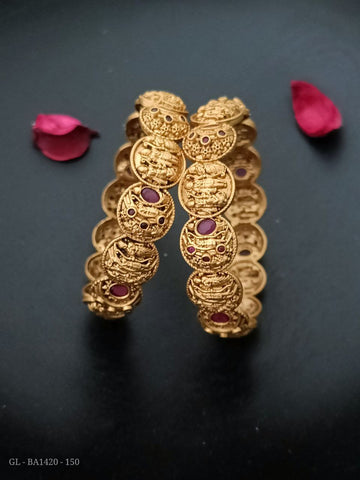 Antique Finish Ruby Coin Shaped Temple Bangles GL-BA1420-150