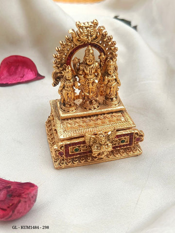 Gold Finish kemp Temple style Tirupati Balaji Kumkum Box GL-KUM1484-298