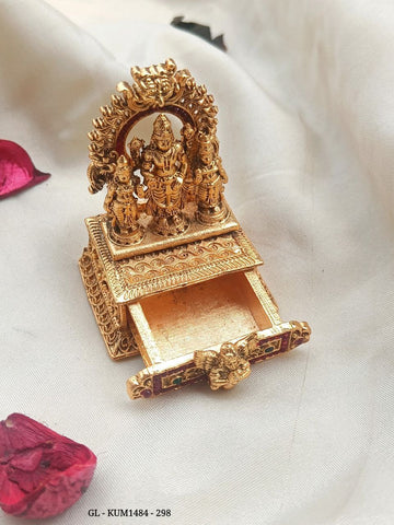 Gold Finish kemp Temple style Tirupati Balaji Kumkum Box GL-KUM1484-298