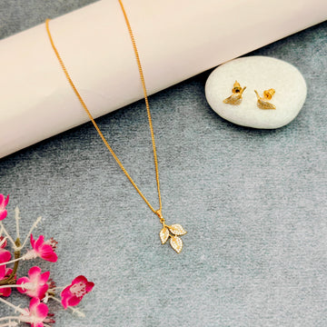 Minimalist Golden Leaves Daily wear Necklace Set