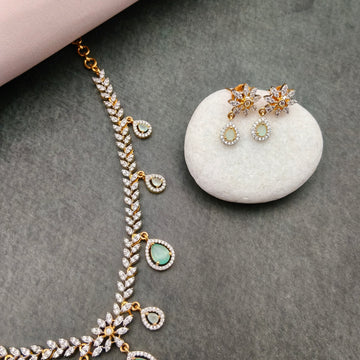 American Diamond Mint blue Necklace