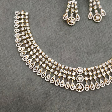 Gold plated CZ stone necklace set