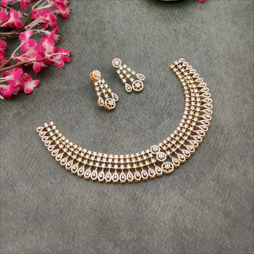 Gold plated CZ stone necklace set