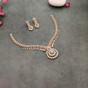 Gold plated AD stone Floral Design  necklace set