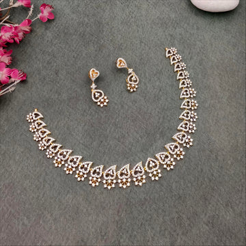 Gold plated AD stone Heart Design  necklace set