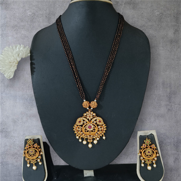 Design 10 - 50 % Off  : Beaded & Stone studded long necklace set
