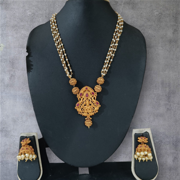 Design 7 - 50 % Off  : Ruby studded Temple design Short necklace set