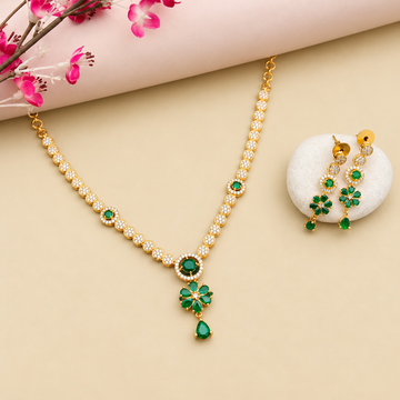 American Diamond & Emerald stone necklace