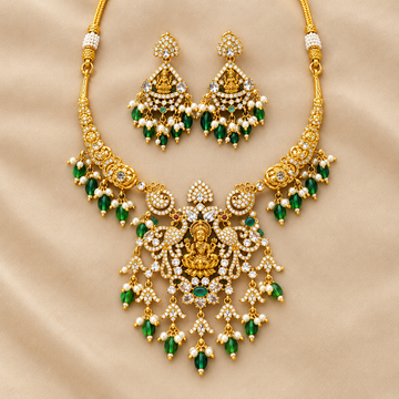 Engraved Flourish Goddess peacock choker set