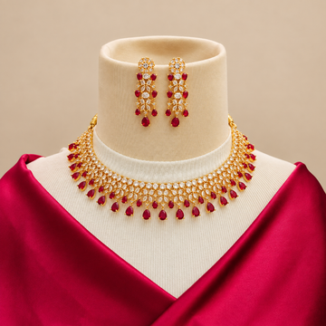 American Diamond-Gold finish Necklace
