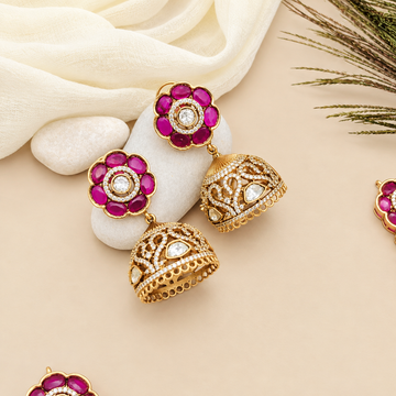 Victorian Ruby Mossanaite Set with jhumkis
