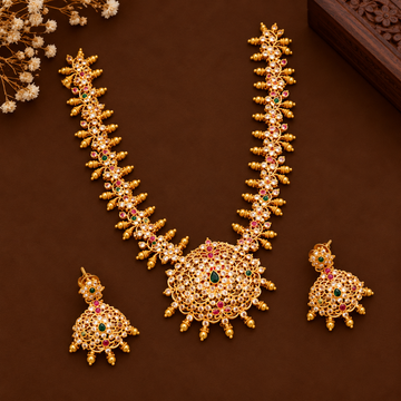 CZ polki Stone Golden Necklace