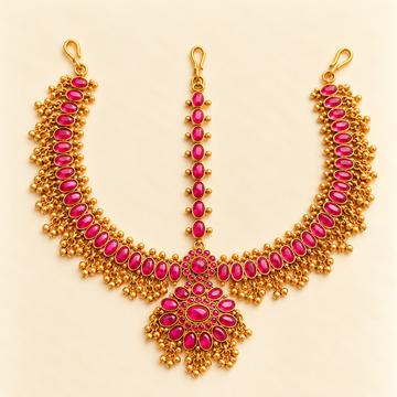 3 line Tikka - Kemp Stone Bridal - Ruby