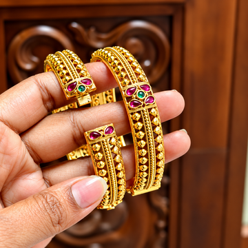 Gold look Kemp Kada Bangles - Screw Open