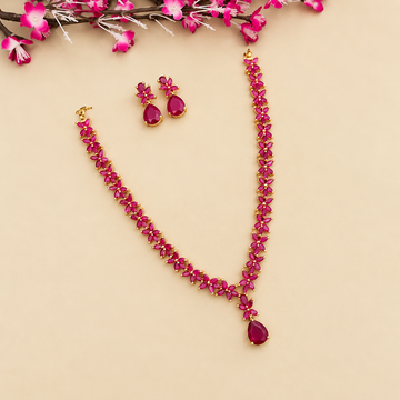 Gold Plated Necklace - Ruby Stone