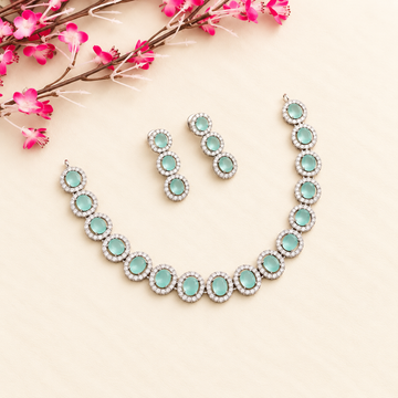 AD Turquoise Blue Necklace Set