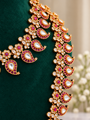 Traditional Kemp Maanga Semi Bridal Set - Ruby