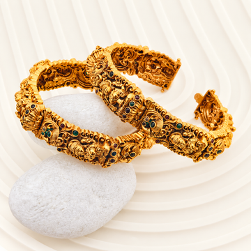 2 PC Lock Open Nakshi Ruby -Emerald Kada Bangles