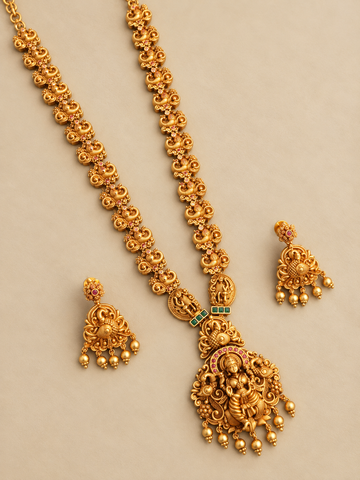 Lakshmi Pendant Long Haram Set