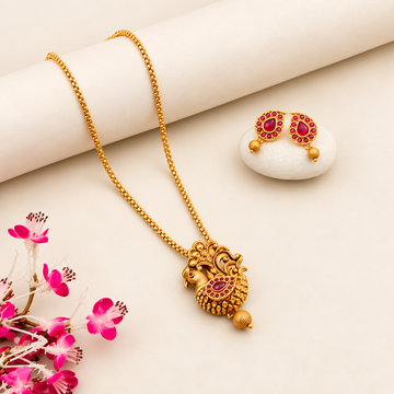 Gold matt finish Peacock design - locket set