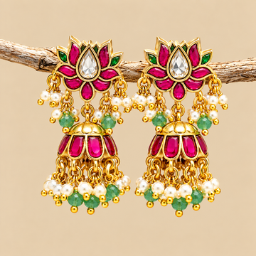 Jadau Kundan Jhumkas - Design 8